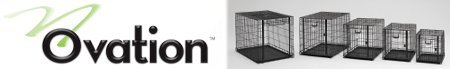 Midwest Ovation Dog Crate Logo and Array of Five Crates